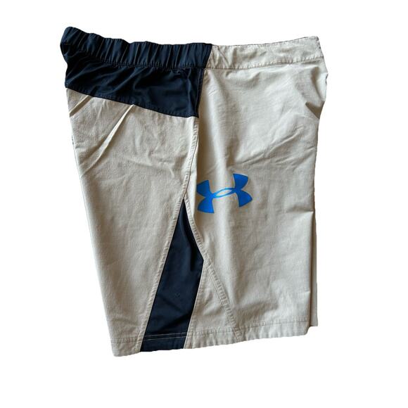 Under Armour Combine Training Shorts XL Tan Beige Athletic Gym Workout - Picture 3 of 10